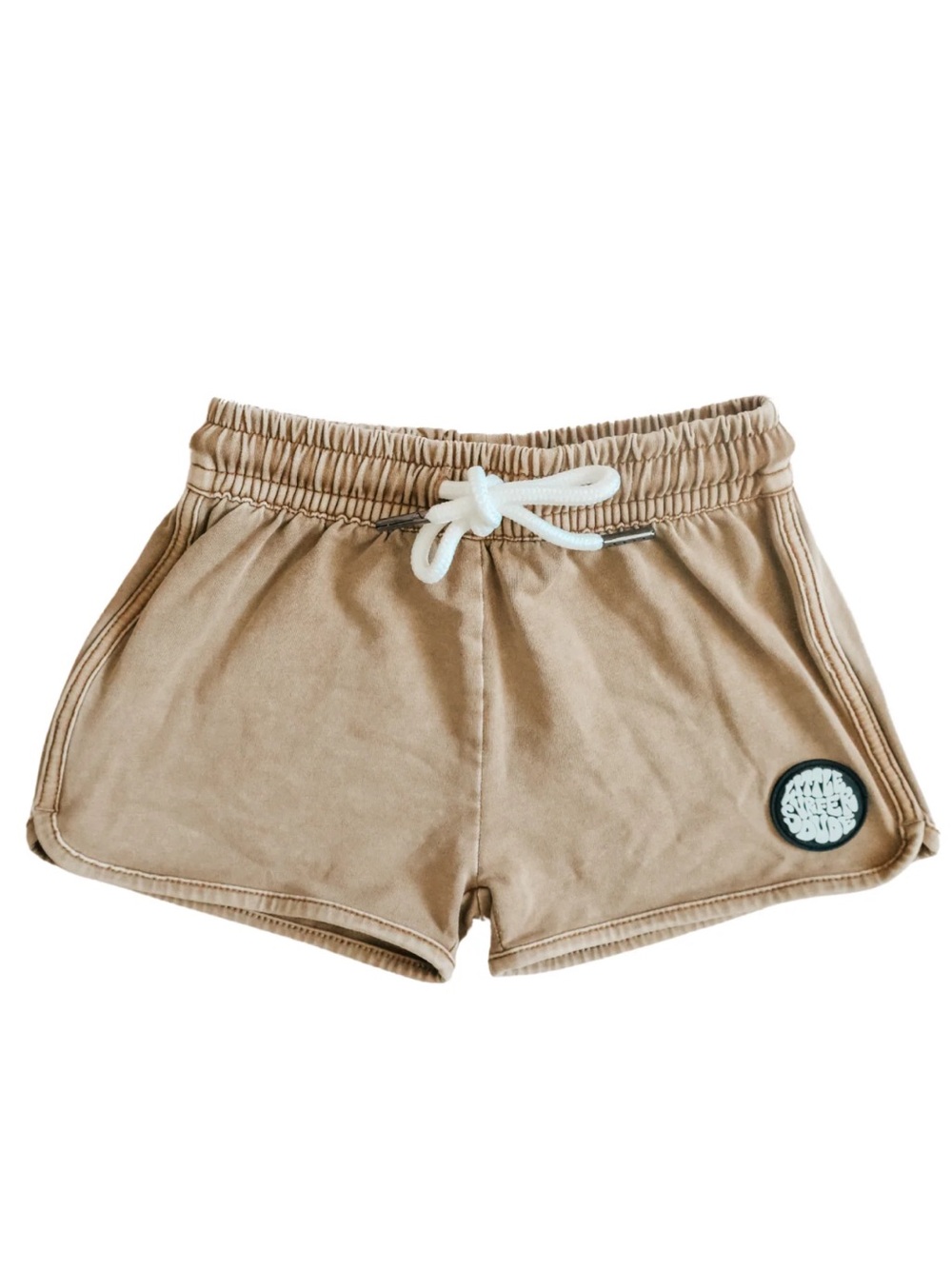 Little Surfer Dude | Brown acid wash cotton lounge shorts | 2T